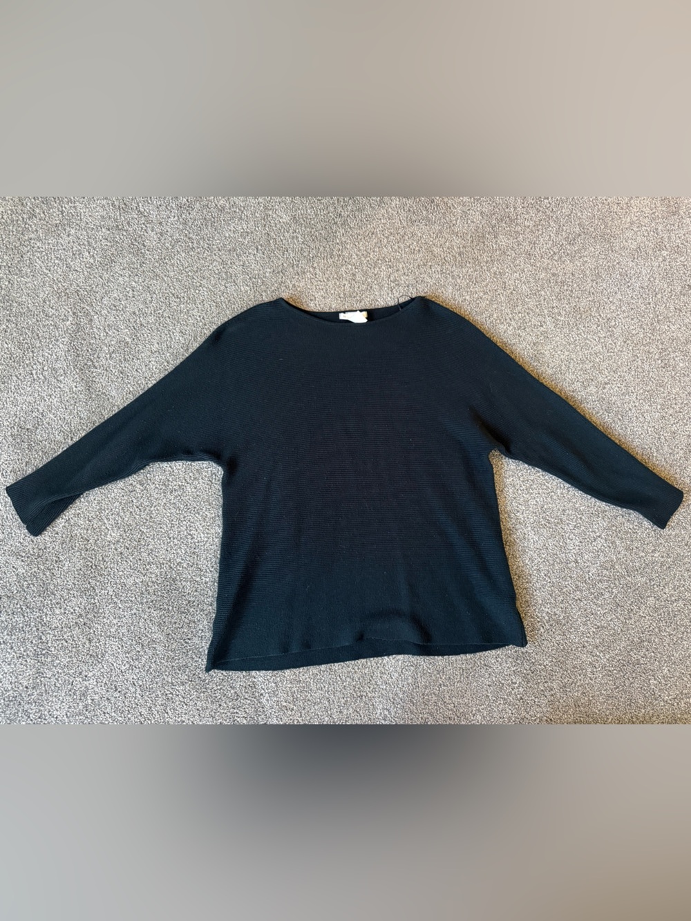 H&M Women’s Ribbed 3/4 Sleeve Sweater Dark Green Small